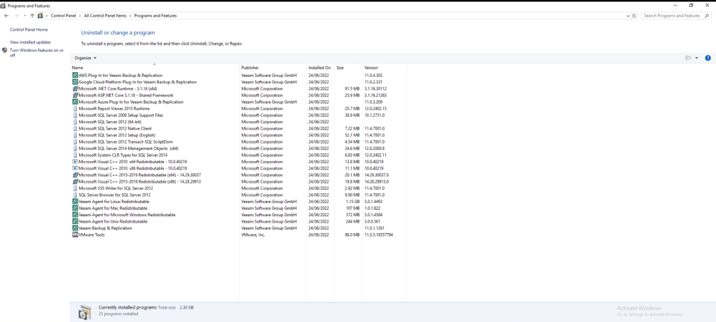 Relevant packages installed:
Microsoft SQL Server 2012 (64-bit)
Microsoft SQL Server 2012 Setup (English)
Microsoft SQL Server 2012 Transact-SQL ScriptDom
Microsoft VSS Writer for SQL Server 2012
SQL Server Browser for SQL Server 2012