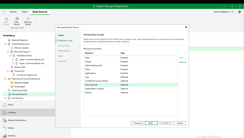 Updated view of protected object types with the additional object types added.